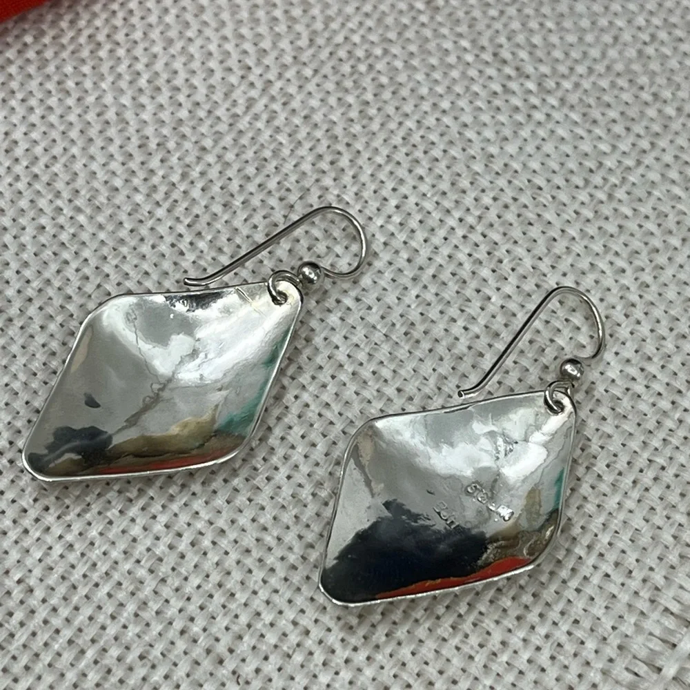 Handmade Vintage Sterling Silver Earrings | 90s Artisan Design - Picture 9 of 16